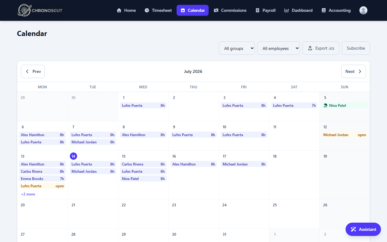 Shift calendar